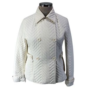 Zara White Quilted Pea Coat